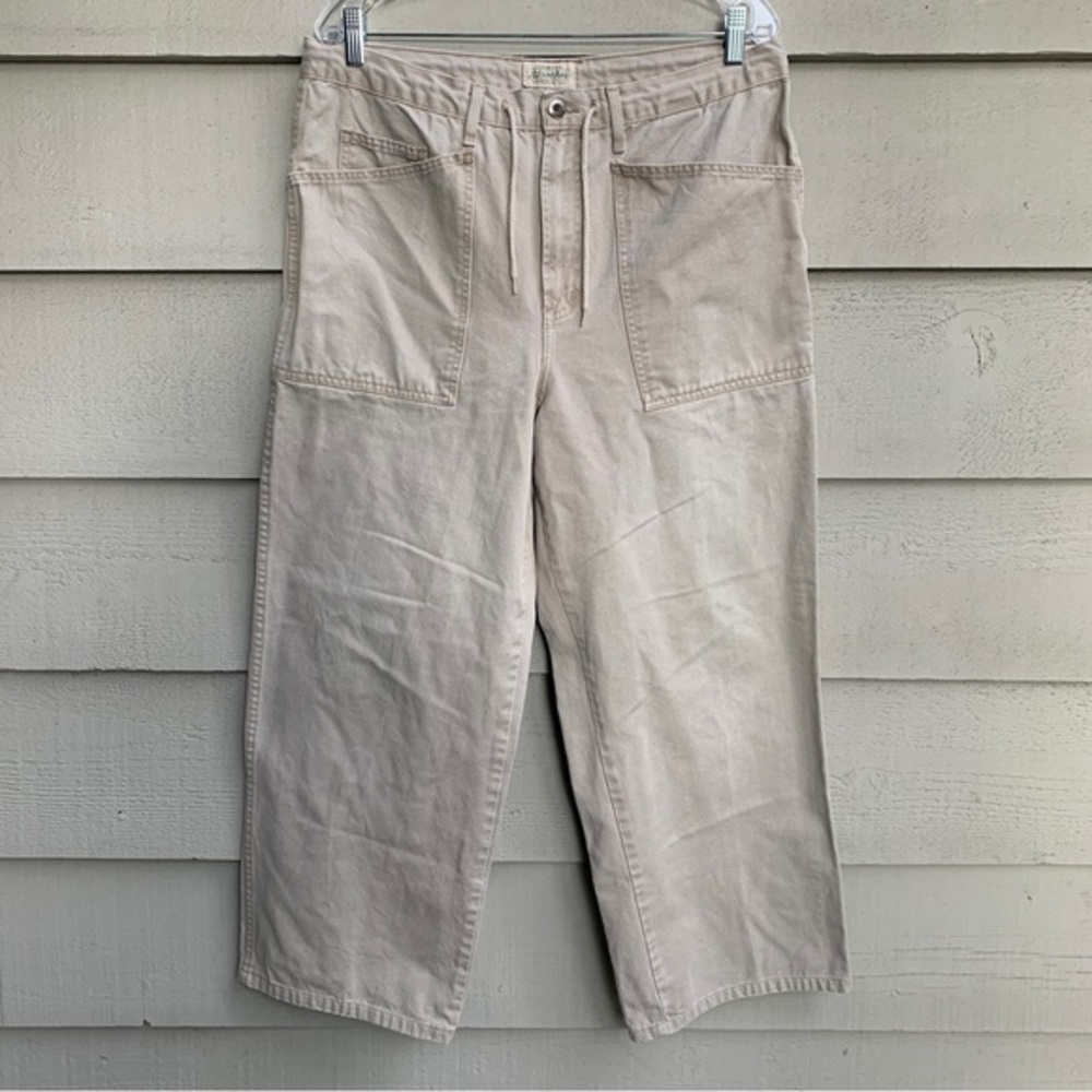 Vintage 90s Wide Leg Utility Pants Workwear Light Khaki Gorpcore Size 12